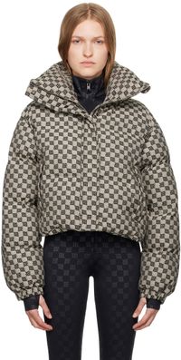 MISBHV Blouson matelassé gris à monogrammes en tissu jacquard
