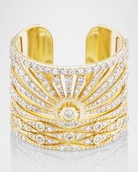 14K Yellow Gold Pave Sunrise Cuff Ring