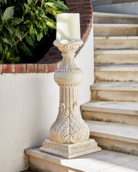 30" Outdoor Cast Stone Floor Candlestick