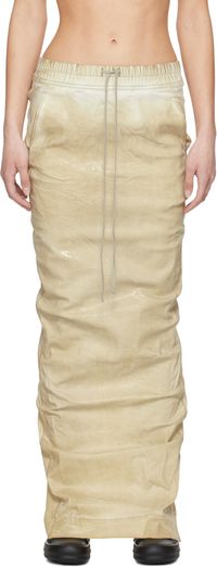 Rick Owens DRKSHDW Beige Hollywood Pull On Pillar Denim Maxi Skirt