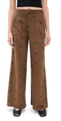 Little Lies Bow Pattern Pants Chocolate M