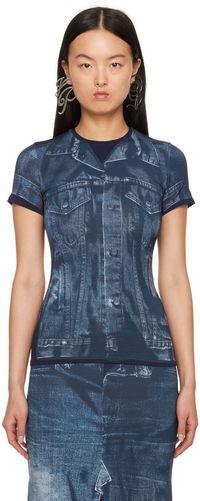 Jean Paul Gaultier T-shirt bleu à effet trompe l'œil