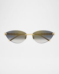 Rimless Metal Cat-Eye Sunglasses