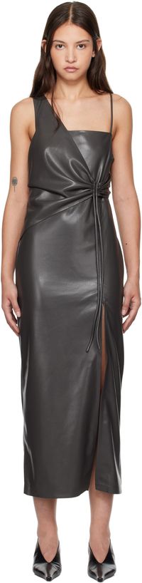 Nanushka Green Fenera Vegan Leather Midi Dress