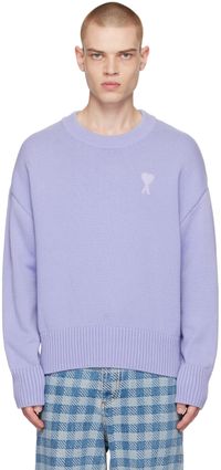 AMI Paris SSENSE Exclusive Purple Ami de Cœur Sweater