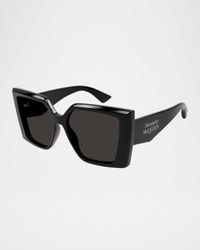 Square Logo-Print Acetate Sunglasses