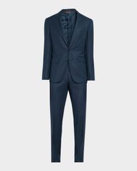 Men's Wool Windowpane Peak Lapel Suit