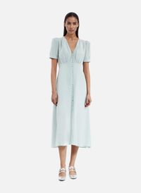 The Kooples - Robe longue en soie avec boutonnage - Taille 40 - Bleu