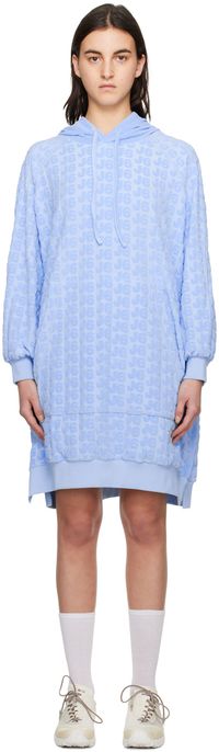 J6 Robe midi bleue à motif en tissu jacquard