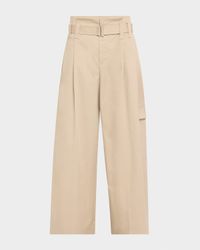 Pleated Cotton Gabardine Wide-Leg Cargo Pants