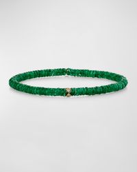 4mm Diamond Eternity Rondelle on Green Aventurine Wheel Bead Bracelet