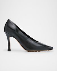 Leather Stiletto Sporty Pumps