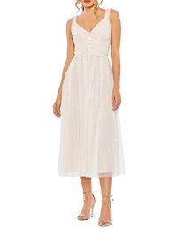 Women's Ruffled Sleeveless Midi-Dress - Oyster - Size 16