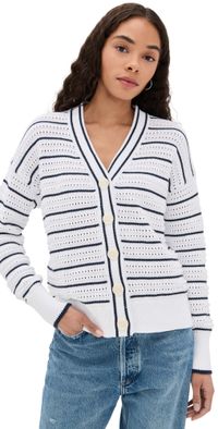Varley Antonia Relaxed Cardigan white/blue nights XL