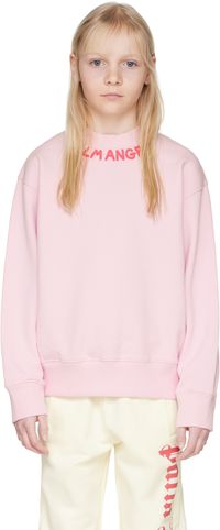 Palm Angels Kids Pink Crewneck Logo Sweatshirt