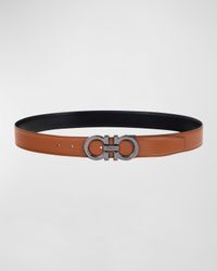 Men's Double Adjustable Leather Gancini Belt