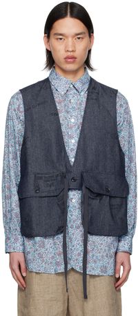 Engineered Garments Indigo Graffiti Denim Vest