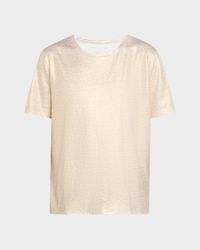 Stretch Linen Metallic Semi Relaxed Crewneck Top