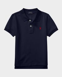 Boy's Short-Sleeve Logo Embroidery Polo Shirt, Size 2-7