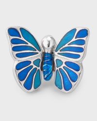 Men's Sterling Silver Hand-Painted Enamel Butterfly Lapel Pin