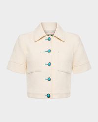 Chita Floral Embossed Short-Sleeve Jacket