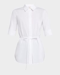 Elbow-Sleeve Stretch Cotton Shirt