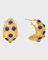 Hoop Earrings. Gold/Blue