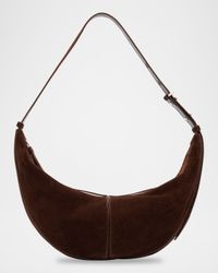 Slide Zip Suede Shoulder Bag