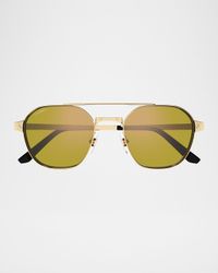 Men's Double-Bridge Metal Aviator Sunglasses