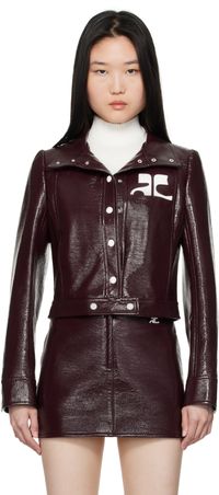 Courrèges Blouson bourgogne en vinyle - Reedition