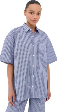 Nackiye Dad's Shirt Blue Navy Stripe 38