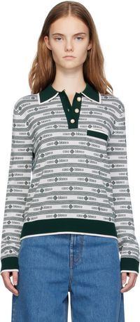 Casablanca Polo blanc à motif à logos