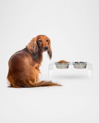 Medium Clear Double Bowl Pet Feeder, 1 Quart