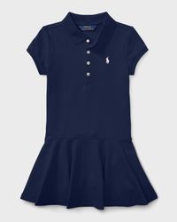 Girl's Logo Embroidered Drop-Waist Polo Dress, Size 2-6X