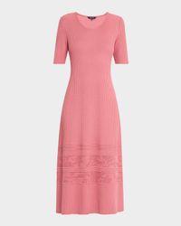 A-Line Ribbed Soft Knit Midi Dress