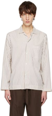 Tekla Off-White Striped Pyjama Shirt