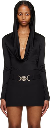 Versace Black Hooded Bodysuit