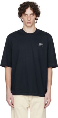AMI Paris Navy Cotton T-shirt
