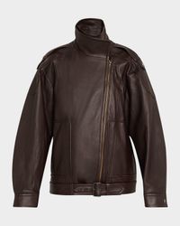 Oversized Leather Aviator Jacket