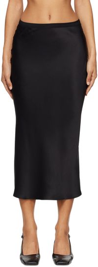 ANINE BING Black Bar Silk Midi Skirt