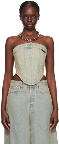 VETEMENTS Beige Paneled Denim Tank Top