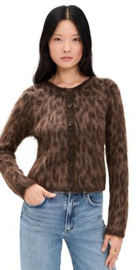 ASTR the Label Katria Cardigan Brown Cheetah Print M