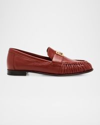Baguette Ruched Leather Loafers