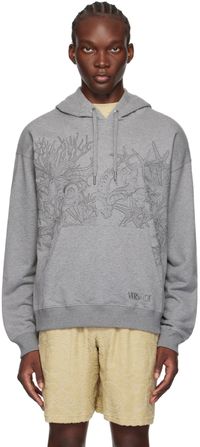 Versace Gray Barocco Sea Hoodie