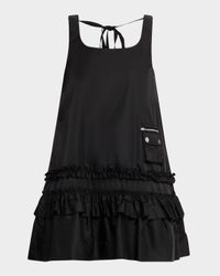 Frilled Duchesse Satin Mini Dress