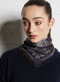 Apaches Collections - Foulard en laine et coton mélangé - Taille Unique - Bleu