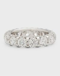 Round-Cut Diamond 18K White Gold Eternity Band Ring, Size 6