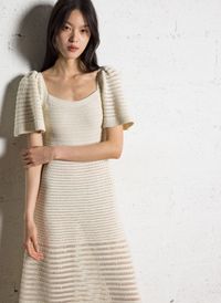 Ba&sh - Robe longue évasée en crochet - Taille 3 - Blanc