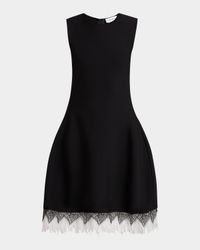 Lace-Hem Volume Sleeveless Dress
