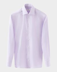 Men's Elevated Twill Micro-Houndstooth Contemporary-Fit Dress Shirt